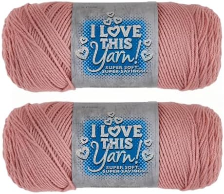 Hobby Lobby I Love This Yarn 100% Acrylic, 101 Rosy Cheeks, Set of 2