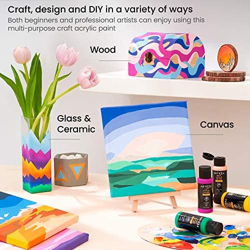 ARTEZA Craft Acrylic Paint, Set of 20 Vintage Tones, 2.02-oz/60 ml Bottles, Water-Based, Matte Finish, Matte Acrylic Paint Set for Art & DIY Outdoor Projects on Glass, Wood, Ceramics, Fabrics, Paper & Canvas
