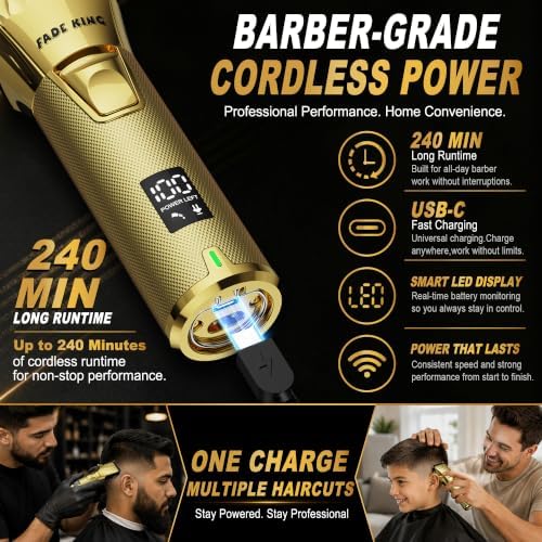 FADEKING Professional Hair Clippers for Men, Cordless Clipper & Trimmer Kit