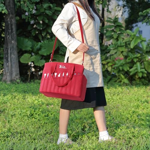 Art Craft Supply & Pottery Bag – 36 Pockets – Detachable Shoulder Strap - Handles – Removable Padded Divider - Washable – Tools, Knitting, Crochet, Yarn, Sewing, Scrapbooking, Clay, Tote