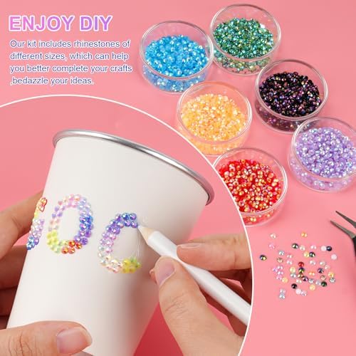 Canvalite 40000Pcs 40 Colors Jelly Rhinestones for Bedazzling, 3mm Multicolor Resin Flatback Gems for Diamond Art, Bedazzler Kit with 3Pcs 10ml B7000 Jewelry Glue for Crafting Book Shoes Nail Art