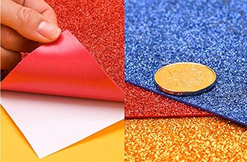 Glitter Paper for Graduation Cap, Sparkly Foam Sheets Father's Day Decor, Adhesive Foam Sheets A4 Cardstock Construction Sticky Paper for DIY Crafts Scrapbook (10Sheets Multicolor)