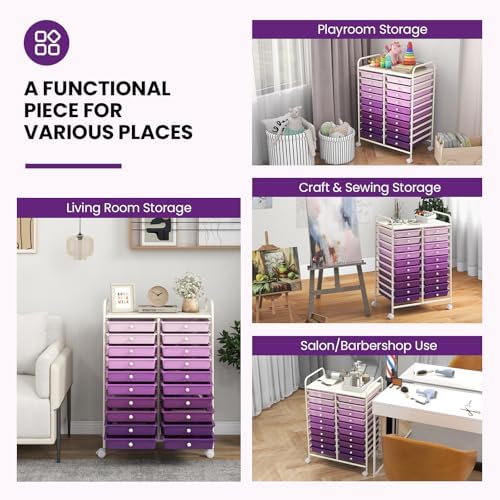 COSTWAY 20-Drawer Rolling Storage Cart, Utility Storage Organizer Cart