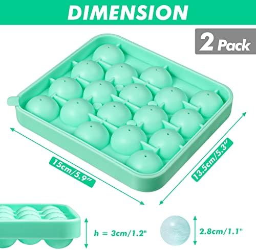 Webake 2 Pack Sphere Ice Cube Trays - 1.1" Small Round 36pcs Ice Ball Maker, Flexible Silicone Molds for Cocktails, Whiskey, Tea & Coffee - Easy Release & BPA Free (Green)