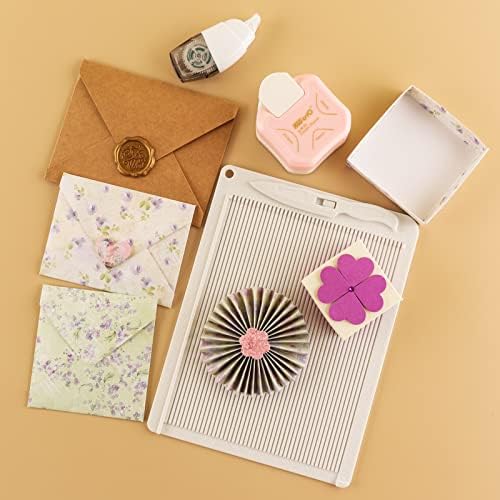 Briartw Craft Mini Scoring Board & Bone Folder Set Score and Fold Tool Multi-Purpose Score Board Envelope Maker Scrapbooking Embossing Craft Tool for Card Making,Measurement Including Cm and Inch