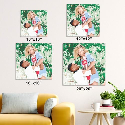 CUSTOM STEWARD Custom Paint by Numbers Kit, DIY Personalized Canvas Painting Set with Acrylic Paints, 3 Brushes, Numbered Canvas, Home Decor, Gifts for Girlfriend Boyfriend Couples Valentines
