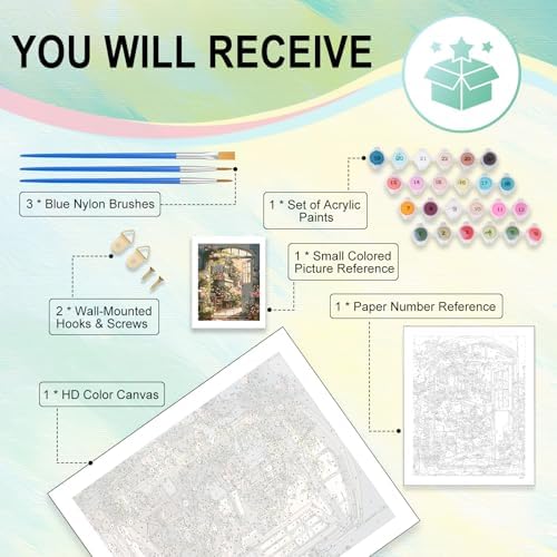 Paint by Numbers Kit for Adults, Rose Garden DIY Painting Kit, 16x20 Inch