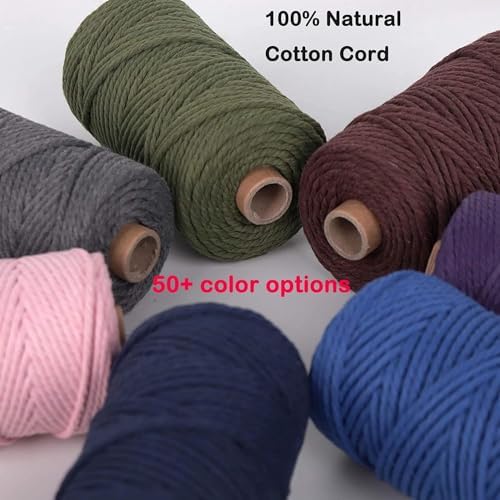 Macrame Cotton Cord 2mm x 219Yards, Red Natural Macrame Rope, Perfect Macrame Supplies Cotton Cord for Macrame Plant Hangers DIY Crafts (Red, 2mm*219Yards)