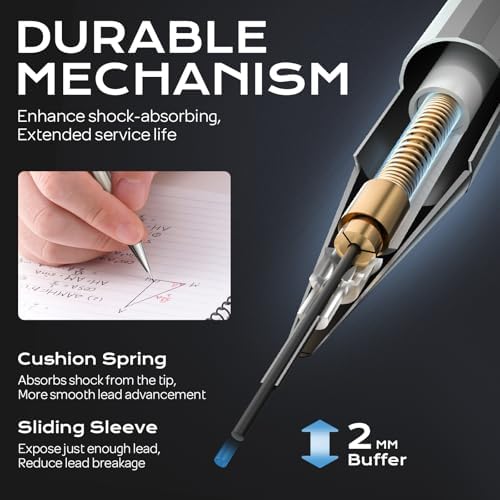 Nicpro 8 Pack Mechanical Pencil 0.7mm, MB1000 Metal Mechanical Pencil Set