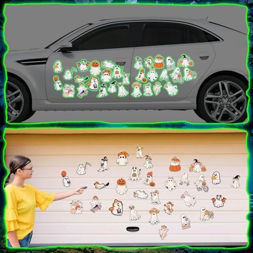 Motipuns 30 Pcs Halloween Diamond Art Magnets, Scary Ghost Fridge Decor