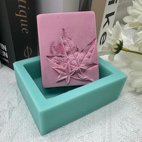 Maple Leaf Soap Mold Rectangle Soap Making Molds Plant Leaves Silicone Soap Mould for CP MP Handmade Soap Made Scented Candle Resin Aroma Plaster Art Crafts Mould Cake Mousee Ice Cube Moulds