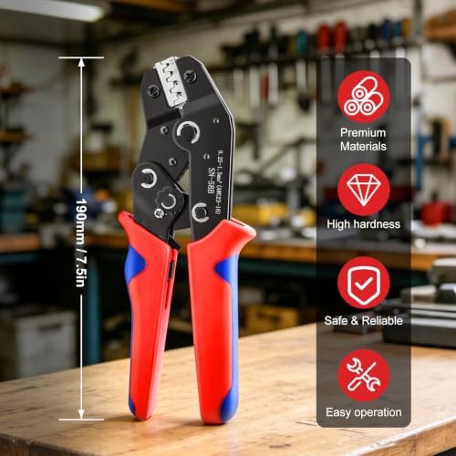 smseace 24-16 AWG Wire Crimping Tool, Ratchet Crimper Tool for Open Barrel Terminal Connectors,Electrical Terminal Crimper