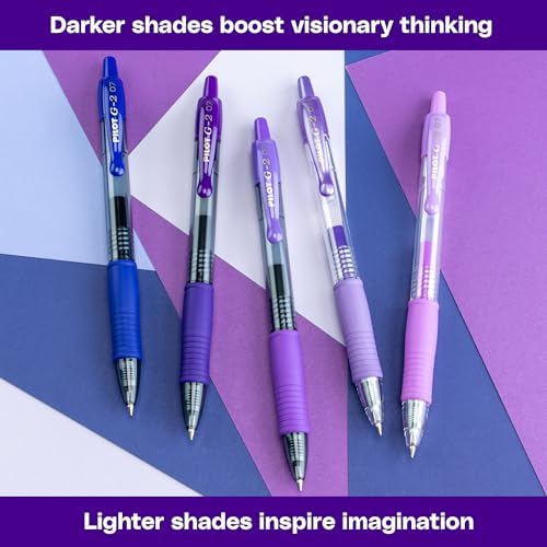 PILOT G2 Gel Roller Pens, G2 Boost Purple Pens Pack, 8 Pack Pouch, Assorted