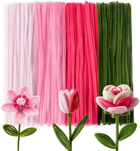 Caydo 200 Pieces Pink Pipe Cleaners for Flowers