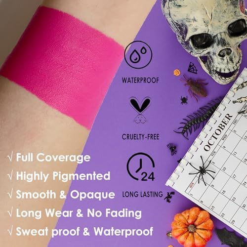 SUNNYVALE Halloween Pink Face Body Paint Stick Cream, Sweatproof Eye Black for Adult Sport Accessories, Anti-Glare Baseball Football Softball, Hypoallergenic Foundation Makeup for Cosplay Costume