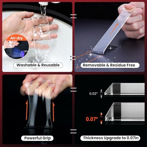 NULTAT Double Sided Tape Heavy Duty, Nano Reusable, Removable, Washable Double Stick Tape for Wall, Multipurpose Clear Adhesive Tape 1.18" x 120" (16.5 Feet)