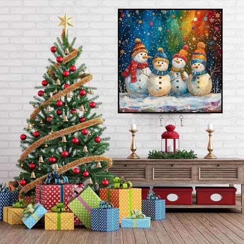 ijbnhd Christmas Snowman Diamond Art Kits for Adults 14 x 14Inch