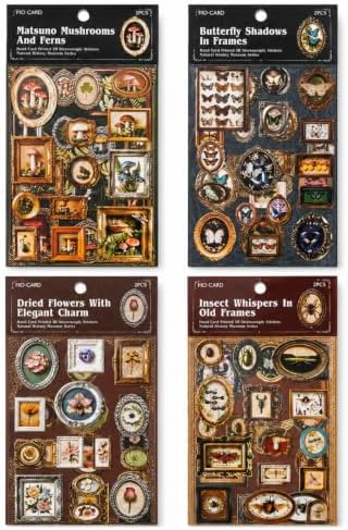 111 Pcs 3D Vintage Museum Frame Stickers, 4 Packs Cardstock Kit