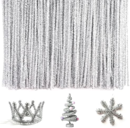 Caydo 200 Pieces Silver Pipe Cleaners Craft