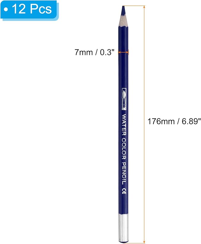 PATIKIL Watercolor Pencil, 12Pcs Water Soluble Pencils for Blending, Coloring, Sketch Drawing, Painting, Dark Blue