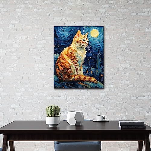 TUMOVO Abstract Cat and Starry Sky Paint by Numbers Craft Kit for Adults