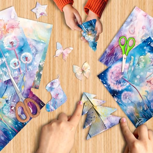 24 Sheets Scrapbook Paper Pad Cardstock, 6 x 6 Inch Colorful Dandelion Patterned Designed Decorative Decoupage for Card Making Folded Material Gift Wrapping Journals DIY Crafts Photo Album