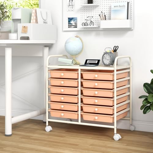 COSTWAY 12-Drawer Rolling Storage Cart, Utility Storage Organizer Cart