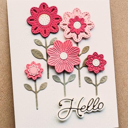 Patchwork Flower Pots and Leaves Metal Cutting Dies Sets for Card Making