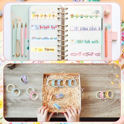 24 Rolls Christian Washi Tape Gifts, Kawaii Cute Religious