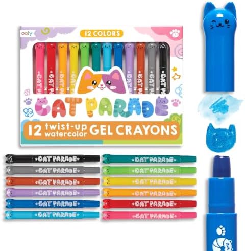 Ooly Cat Parade Watercolor Gel Crayons for Kids and Adults, Set of 12