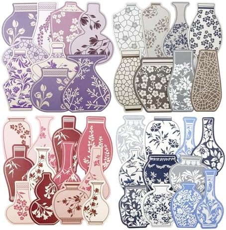 80 Pcs Floral Vase Stickers for Scrapbooking and Journaling