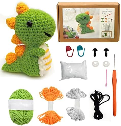 Kaaper Crochet Kit for Beginners for Adults, Learn to Dinosaur Crochet Kit