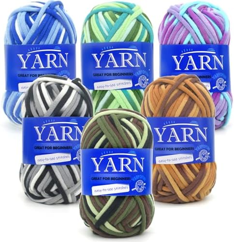 6 Pack Beginners Crochet Yarn Rainbow Multicolor Cotton Crochet Yarn for Crocheting Knitting Beginners-Variegated Series 02