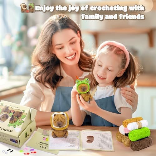 2PCS Capybara Crochet Kit for Beginners Starters Crocheting Kit for Adults
