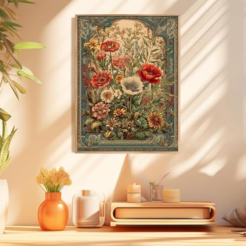 Flowers Diamond Art Kits for Adults, Diamond Painting Kits 12x16 Inch | Diamond Painting Kits for Adults Beginners, Gem Art, 5D Full Drill, DIY Arts and Crafts for Gift Home or Decor