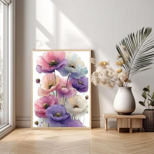 Xylogist Flowers Diamond Art Kits for Adults, Poppies Diamond Painting Kit