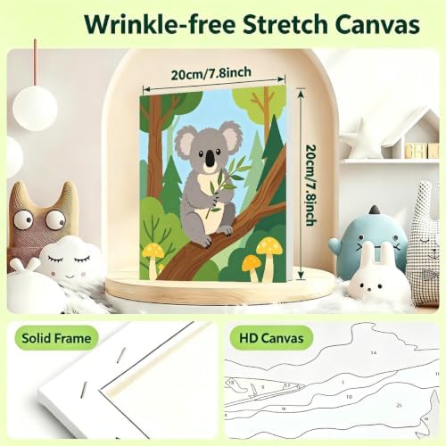 4 Pack Easy Animals Paint by Numbers Kit for Kids with Frame 8x8 Inch