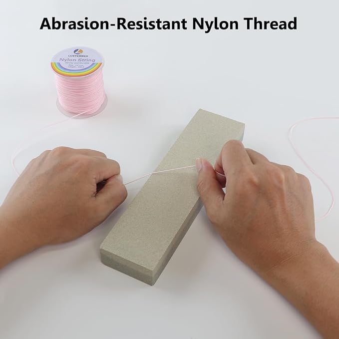LUSTEMBER 0.8mm Nylon String, Strong Bracelet String, Durable Nylon Cord for Jewelry Making, Bracelets, Beading, Necklaces, Rattail Braiding, Kumihimo, Wind Chimes, Blinds and Handicrafts