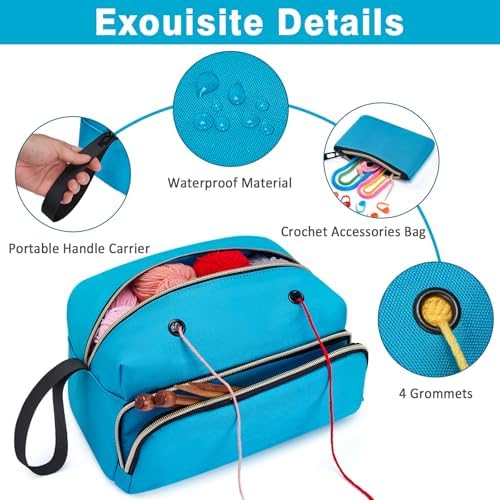 IBFUN Crochet Yarn Knitting Bag Organizer for Knit Accessories Hooks
