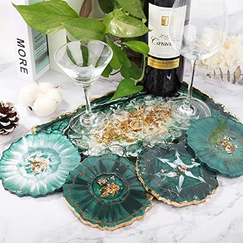 LET'S RESIN 4Pcs Resin Coaster Molds, Druzy Geode Agate Silicone Coaster Molds for Epoxy Resin, 5Inches Large Mould for DIY Art Craft Cup Mats, Durable and Flexible Moulds | Epoxy Molds for Epoxy Resin, Large Mould for DIY Art Craft Cup Mats, Durable a...