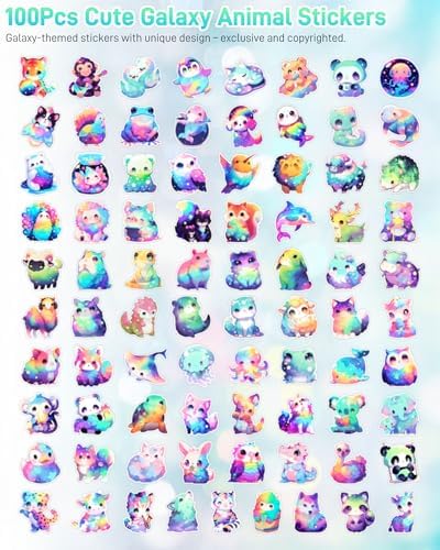 100 Pcs Cute Cartoon Animal Stickers Pack for Kids Girls Adults