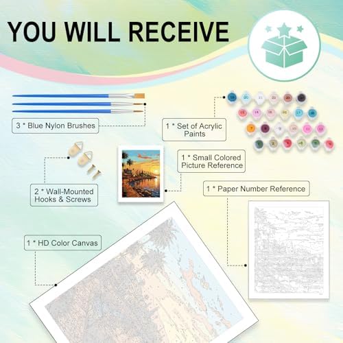 Paint by Numbers Kit for Adults, Sunset DIY Painting Kit, 16x20 Inch