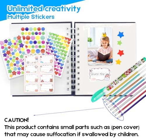 Scrapbook Self Adhesive Photo Album 25 Pages Hard Cover DIY Photo Album for Instant Camera Print Paper with DIY Accessories (White)