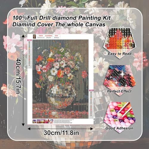 GOUOYANA Diamond Art Disco Ball - Flower Diamond Painting Kit, Fun DIY Crafts for Adults Round Diamond Art Canvas for 5D Diamond dots (Gemstone Craft), Home Wall Decoration 12" x 16" (30 cm x 40 cm)