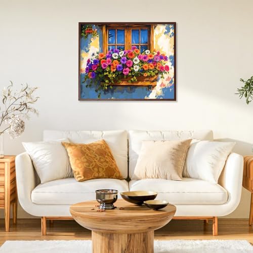 Paint by Numbers Kit for Adults, Flower Window DIY Painting Kit, 16x20 Inch
