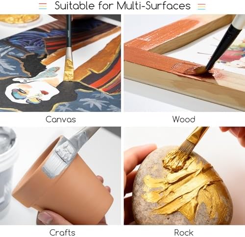 MEEDEN Metallic Acrylic Paint Set: Gold Silver Copper Paint 3 Color x 300ml