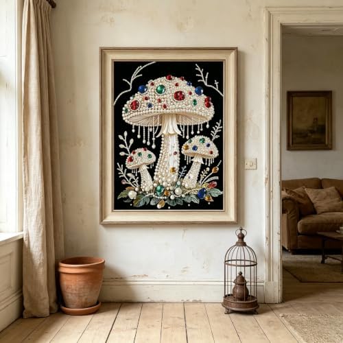 Pearl Diamond Painting Kits for Adults, Diamond Art for Mushroom 12x16In