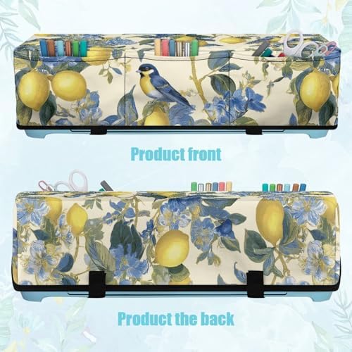 Binienty Padded Dust Cover, Lemon Bird Printed Scrapbooking Die-Cut Machines Protection Covers with Pockets Craft Tool Organizer, Ideal Gifts for Housewife Women Mom