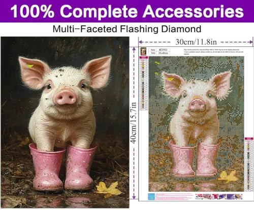 Pig Diamond Art Kits for Adults, Animals Diamond Painting Kits for Adults