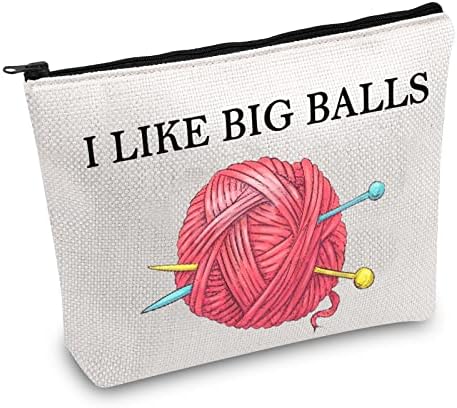 JXGZSO Crochet Supplies Knitting Project Bag - I Like Big Balls Make Up Bag Funny Knitting Gift
